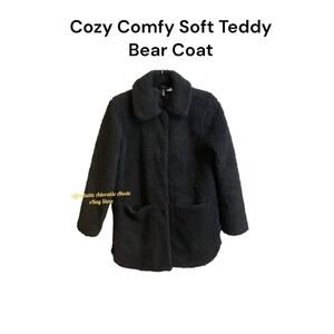 Divided Women's Coat Size S Black Long Sleeve Teddy Bear Sherling